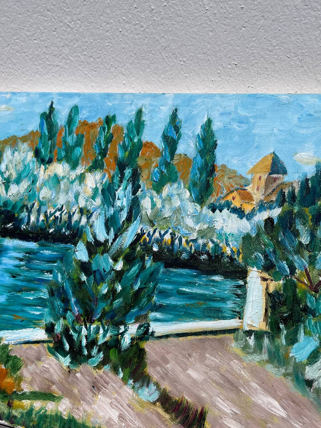 Old landscape painting oil on canvas