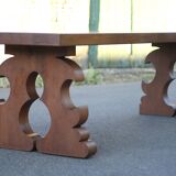 Grande table bois avec pieds sculptés, table artisanale, table bois massif, table de salon, table