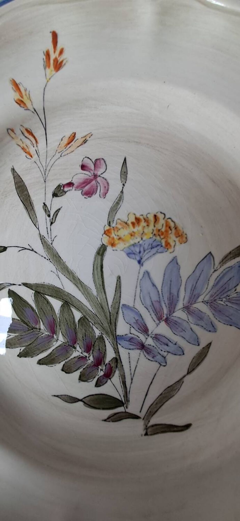 Fluted plate Longchamp, decorated with dragonflies and flowers.