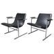Rudi verelst "oslo" for novalux, pair of chromed metal and vinyl armchairs