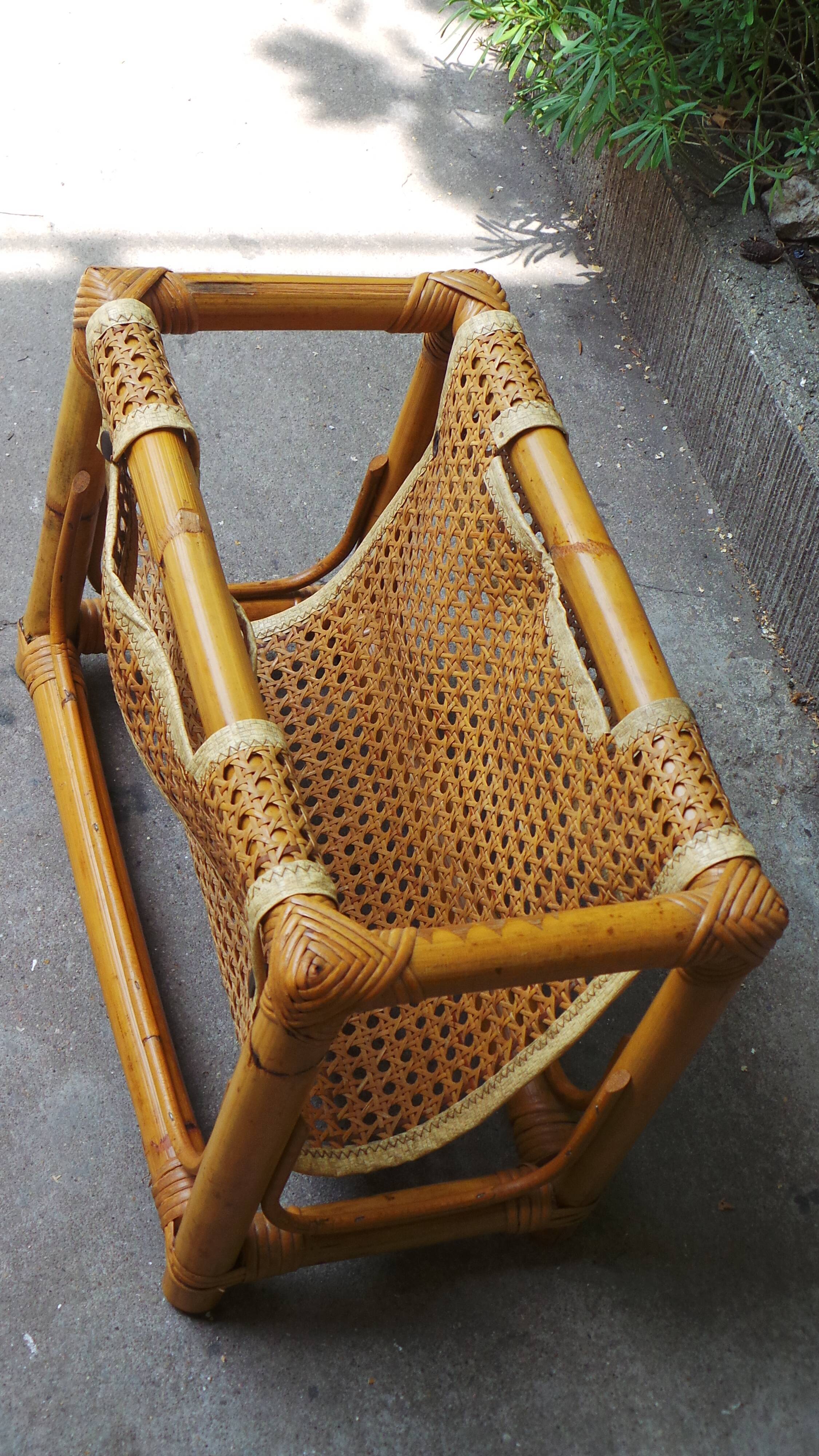Vintage rattan magazine rack
