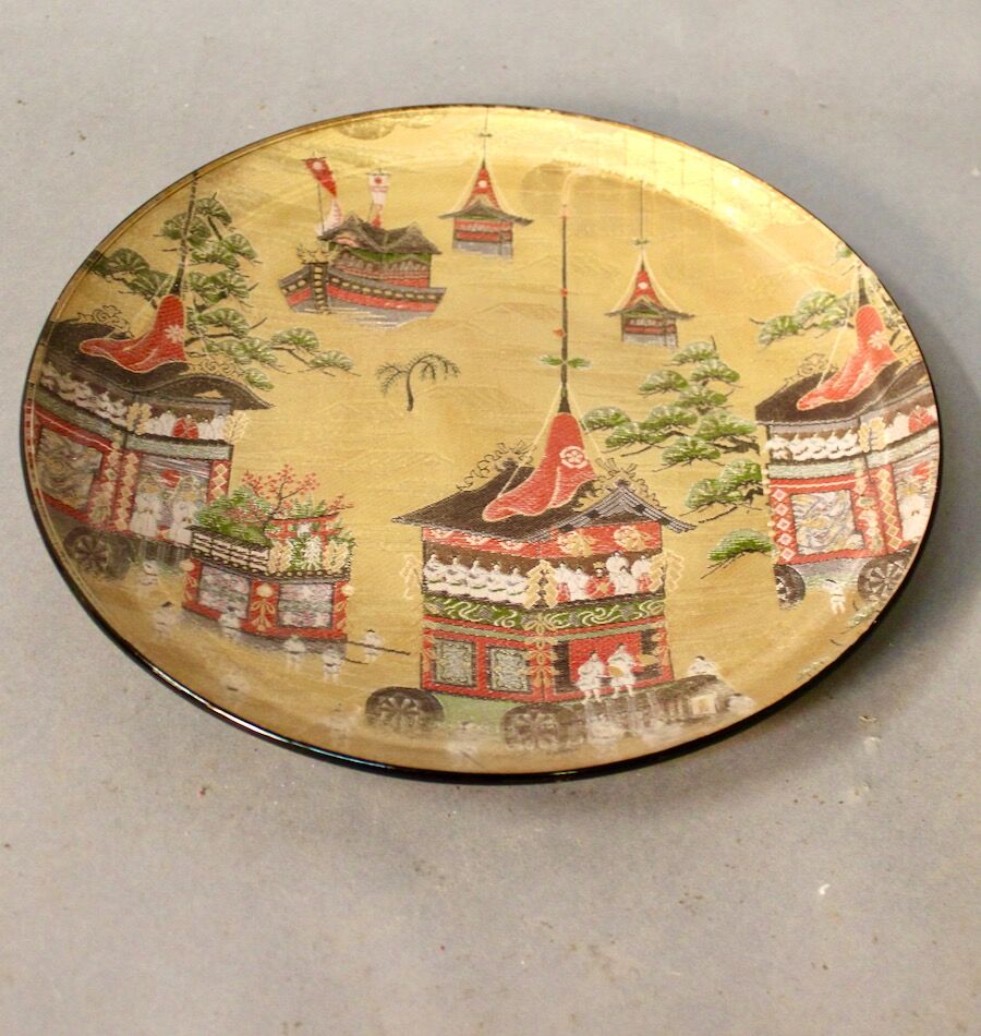 Japanese dish in gold brocade