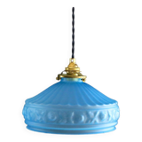 Old pendant lamp in blue translucent glass - circa 1930 - delivered with