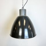 Large Dark Grey Enamel Industrial Factory Lamp from Elektrosvit, 1960s