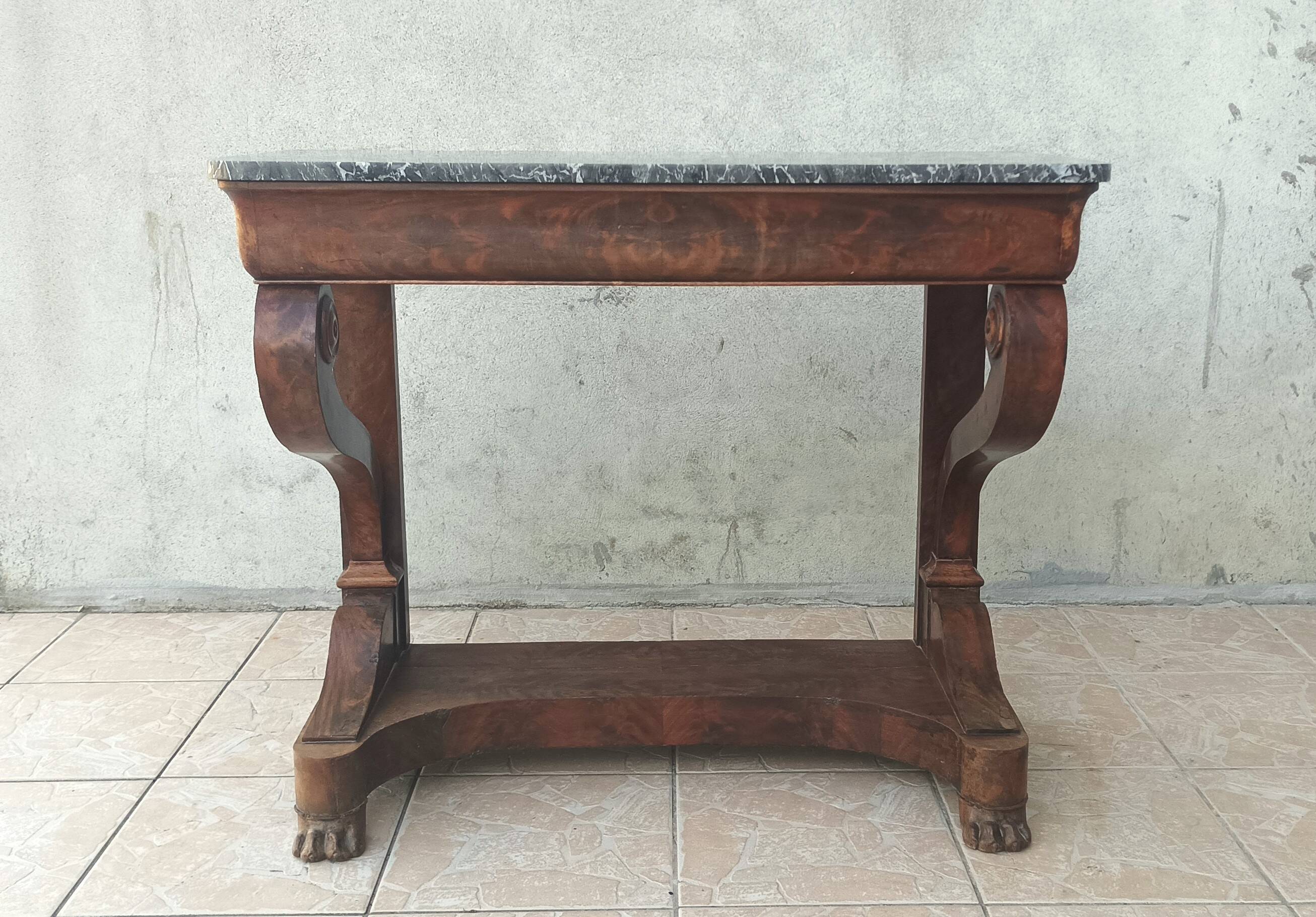Restoration period mahogany console table