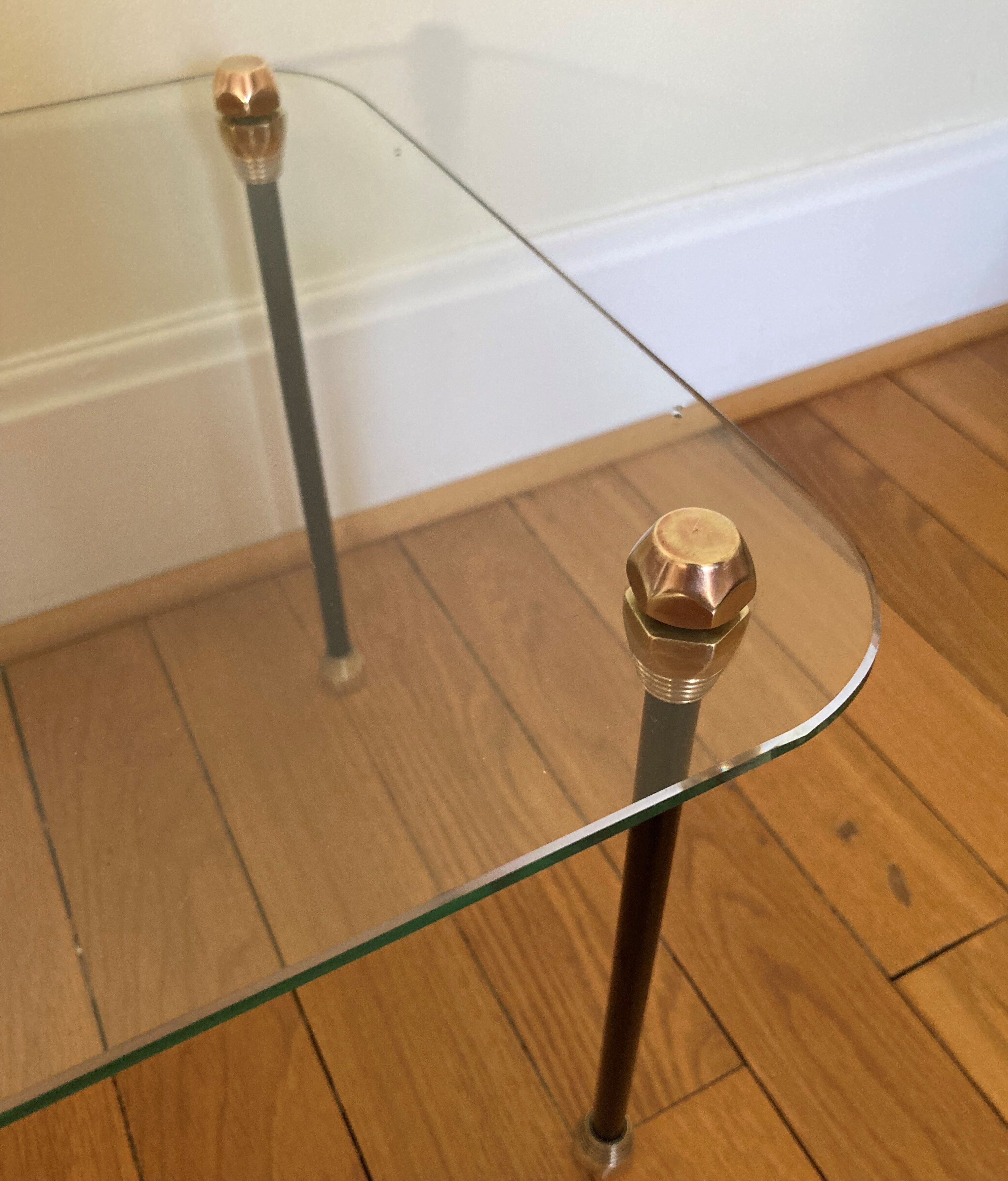 Coffee table glass and metal 50s
