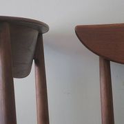 Pair of Lane Perception teak dining chairs in petrol blue-green, USA 1960s