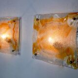 Pair of Murano Mazzega Orange wall lights, Italy, 1970
