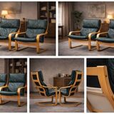 Noboru Nakamura for IKEA — “Points” Armchairs (Pair) — Birch & Leather