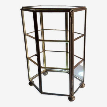 Vitrine pour miniatures ou bijoux verre et laiton
