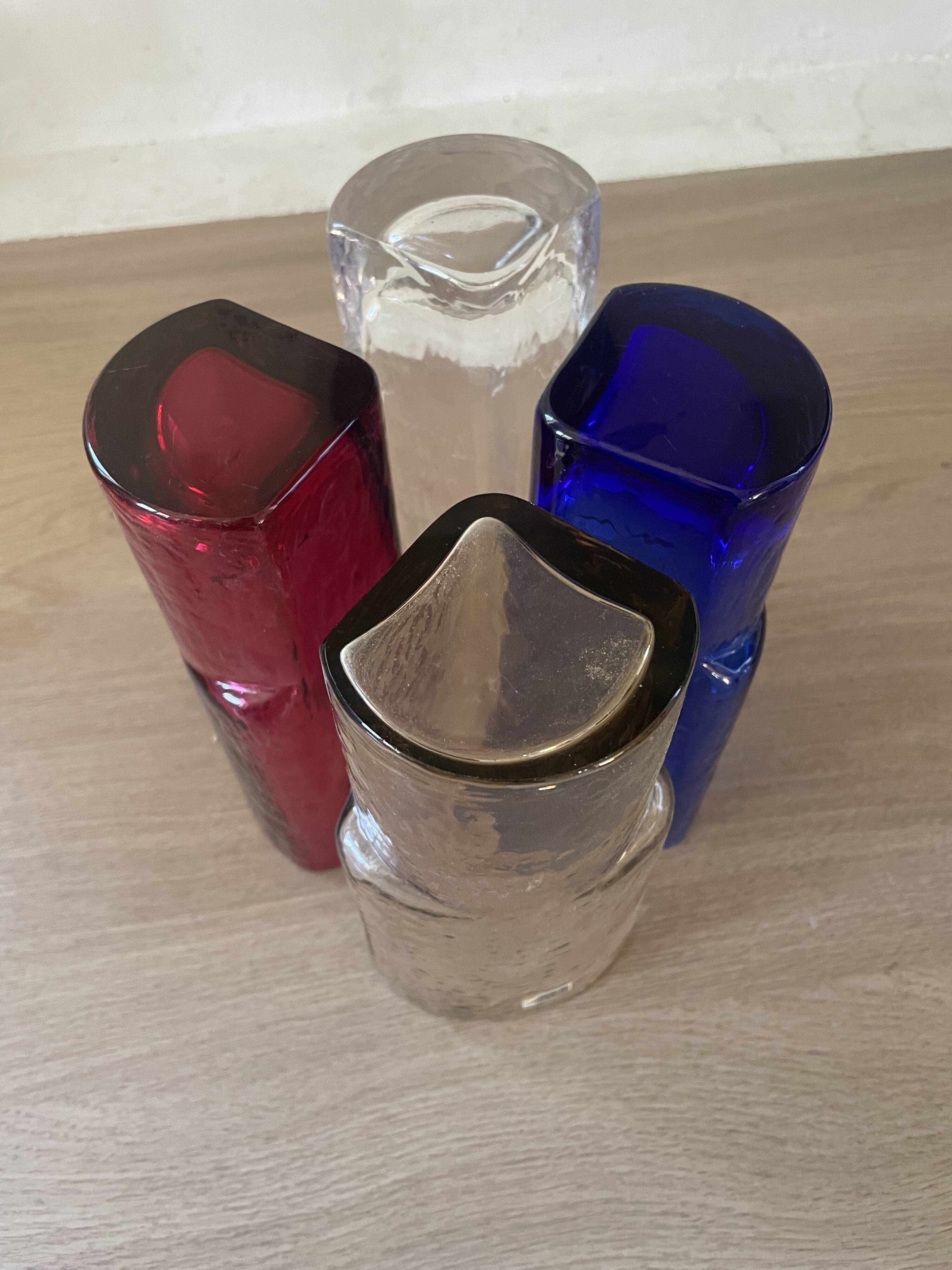 4 vintage coloured long drink glasses in Murano glass by Nason Moretti,