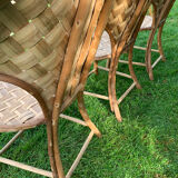 Trio of braided chestnut chairs