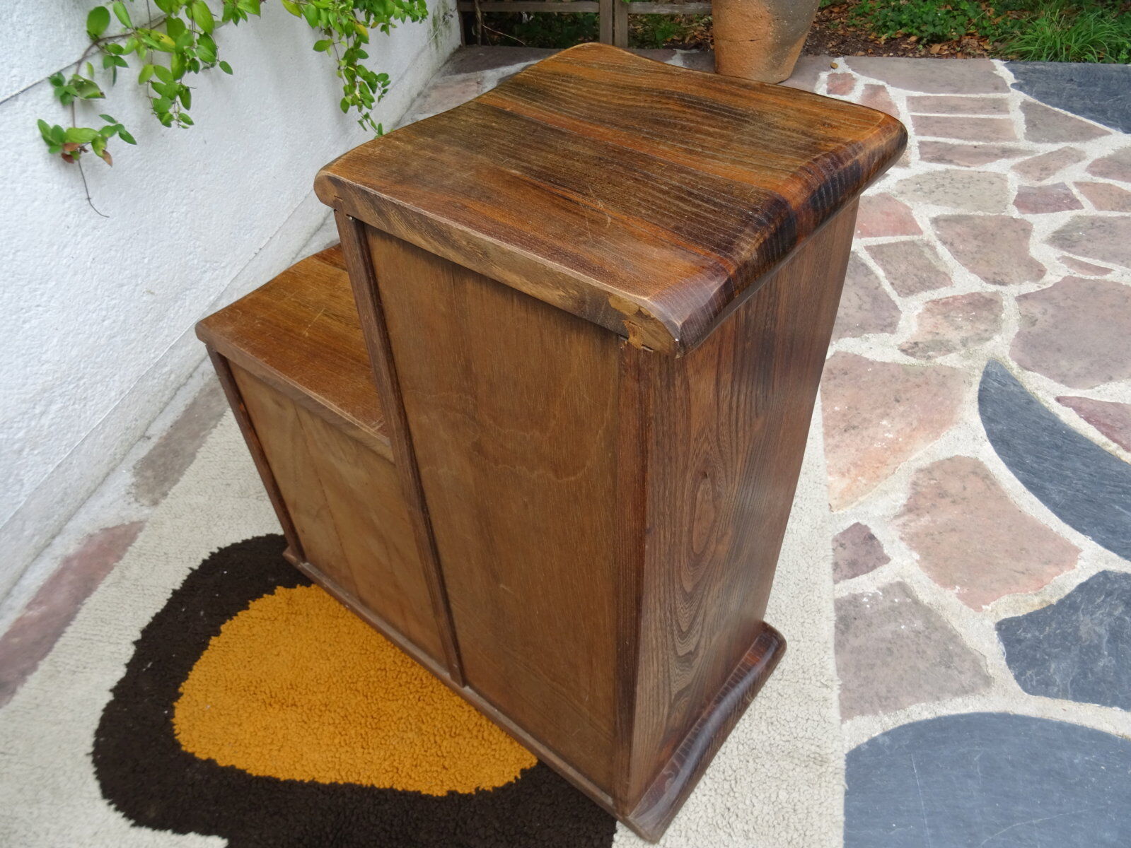 Asymmetrical brutalist furniture in solid elm
