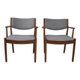 Pair of vintage Scandinavian Poul Volther J72 oak armchairs, 1960s