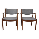 Pair of vintage Scandinavian Poul Volther J72 oak armchairs, 1960s