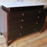 Commode italienne en acajou et marbre, années 1960