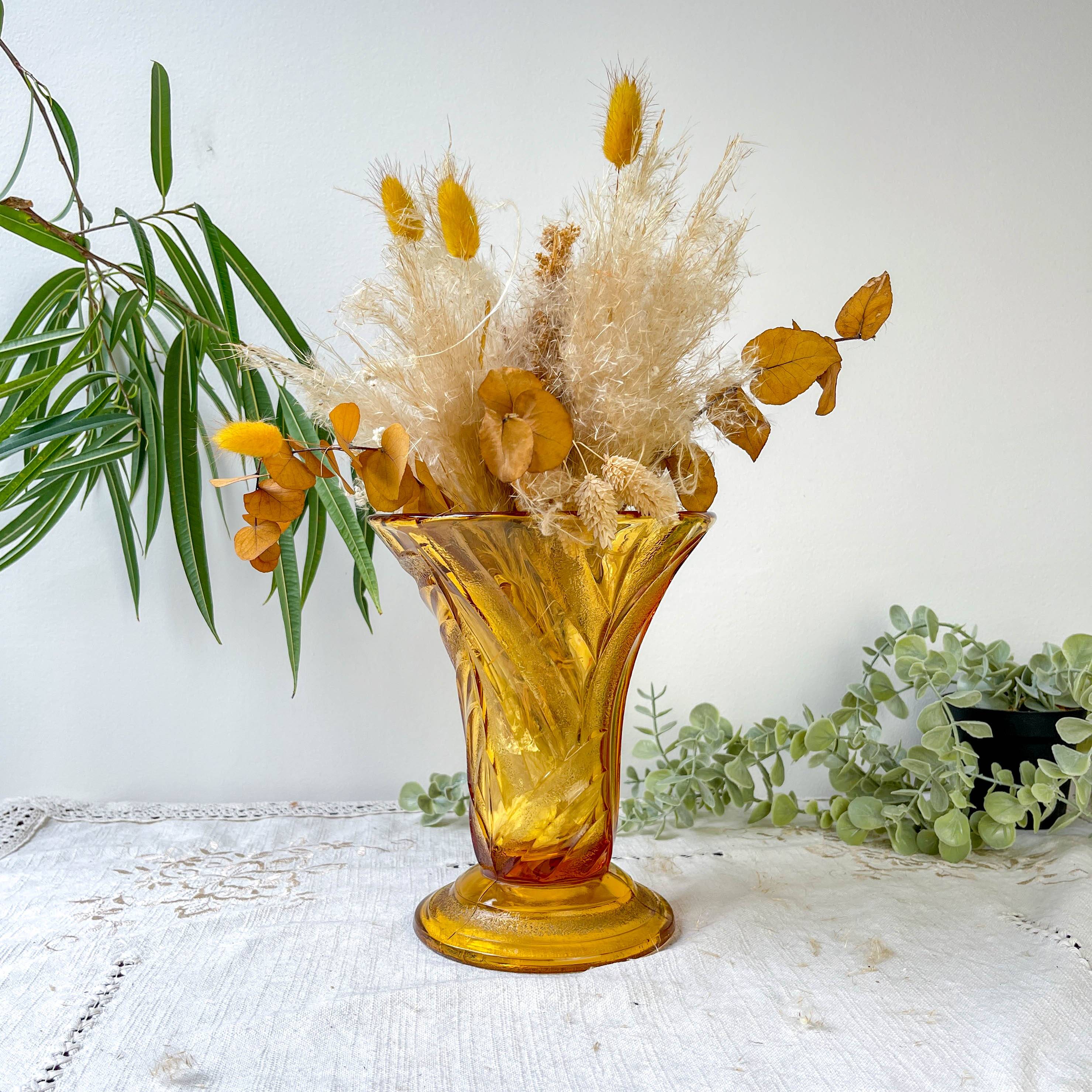 Vintage amber glass vase