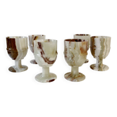 6 verres à pied en albâtre