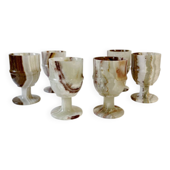 6 footed glasses in alabaster