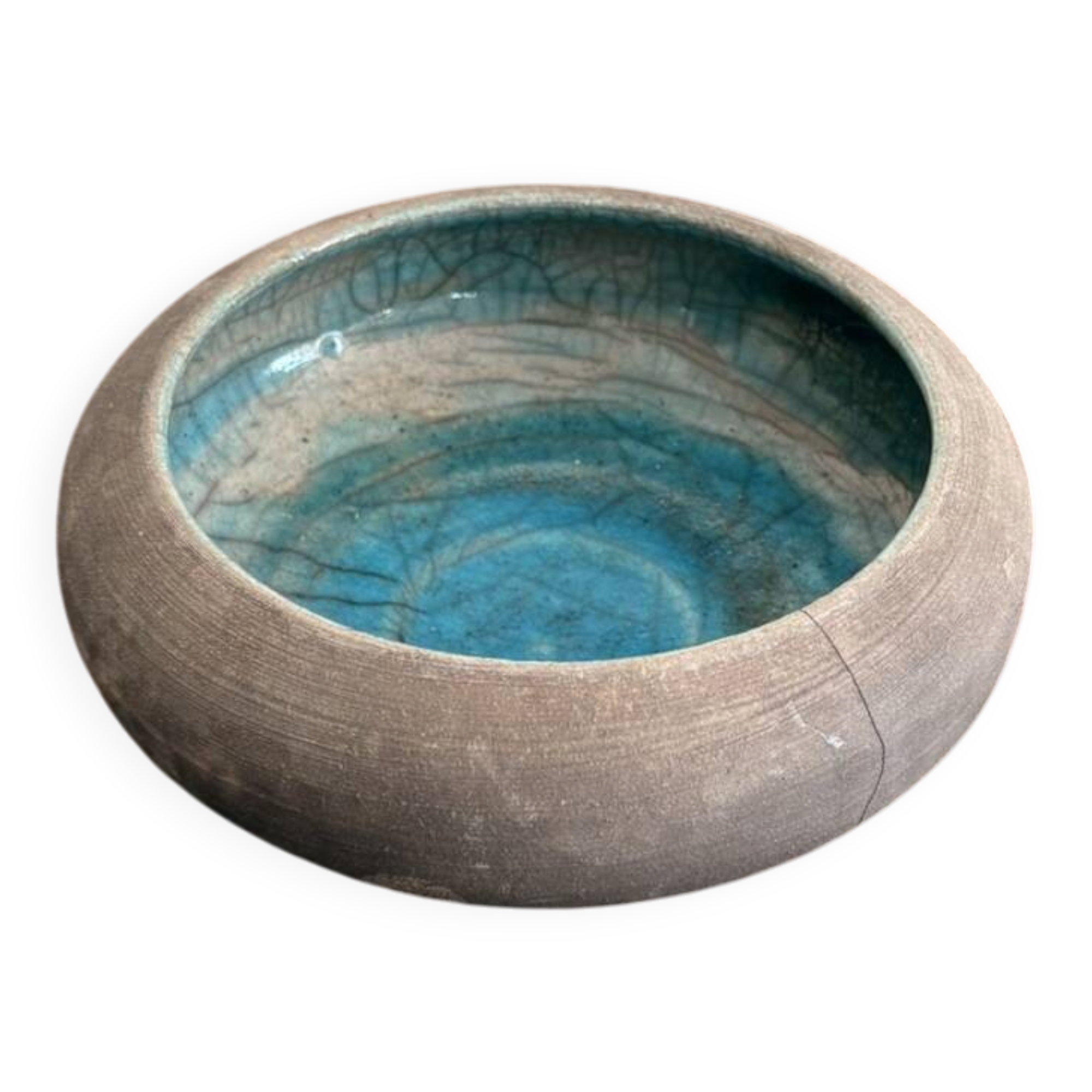 Pocket Vase Bowl Ashtray Raky Signed Pottery Craft Turquoise Z