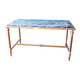 Table basse laiton massif et marbre vert