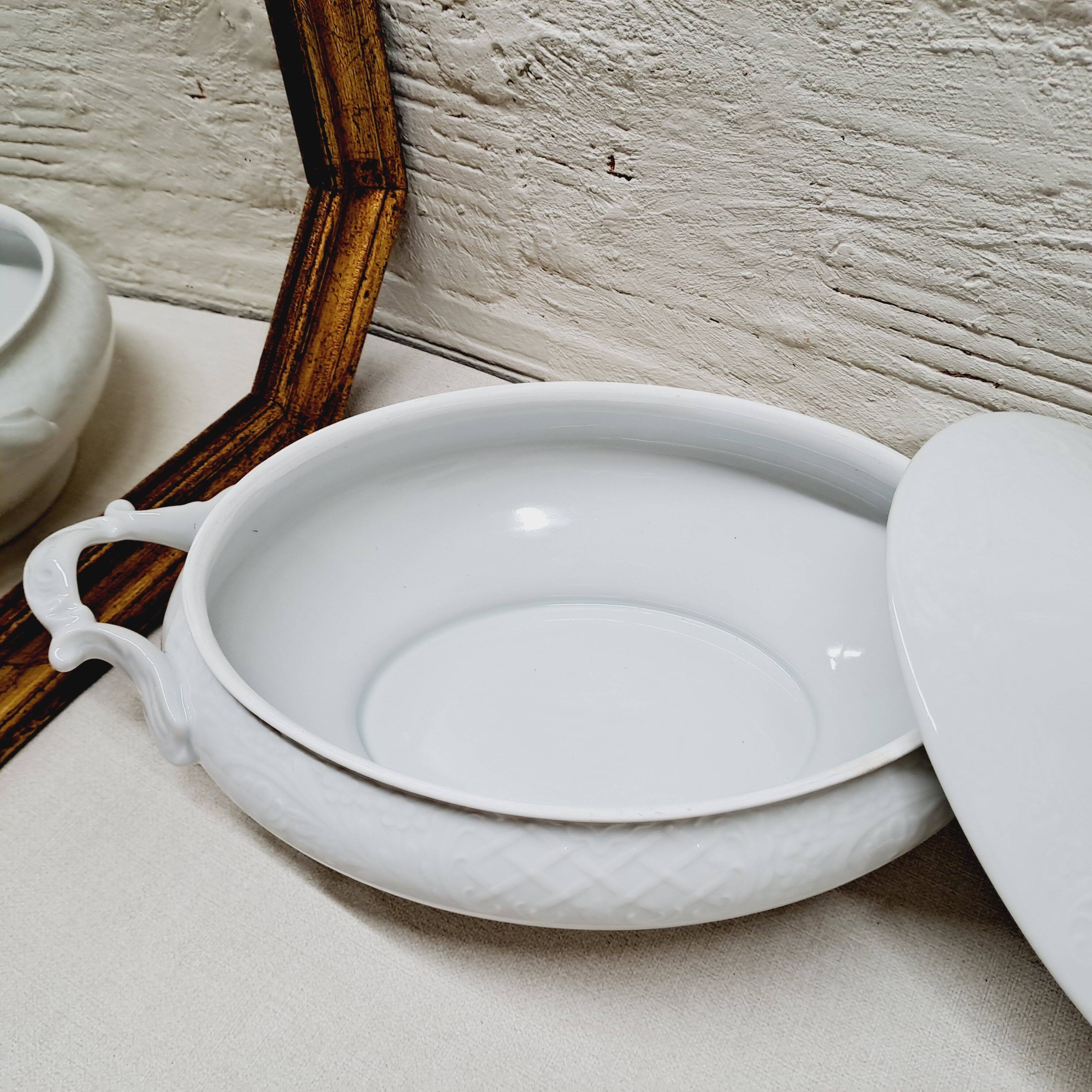 Légumier ovale porcelaine blanc