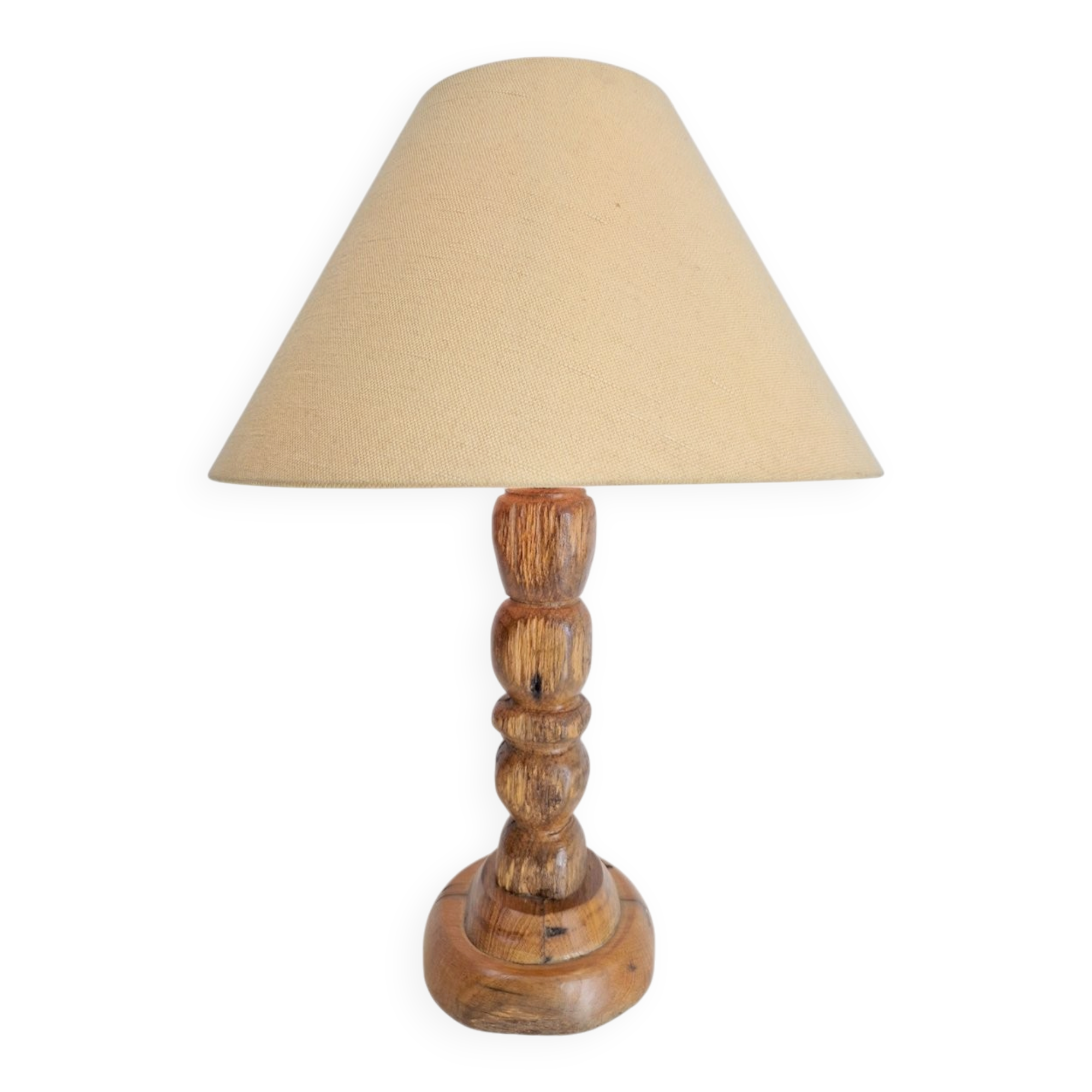Lampe de table en bois brutaliste moderne du milieu du siècle, France, années 1950