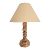 Lampe de table en bois brutaliste moderne du milieu du siècle, France, années 1950
