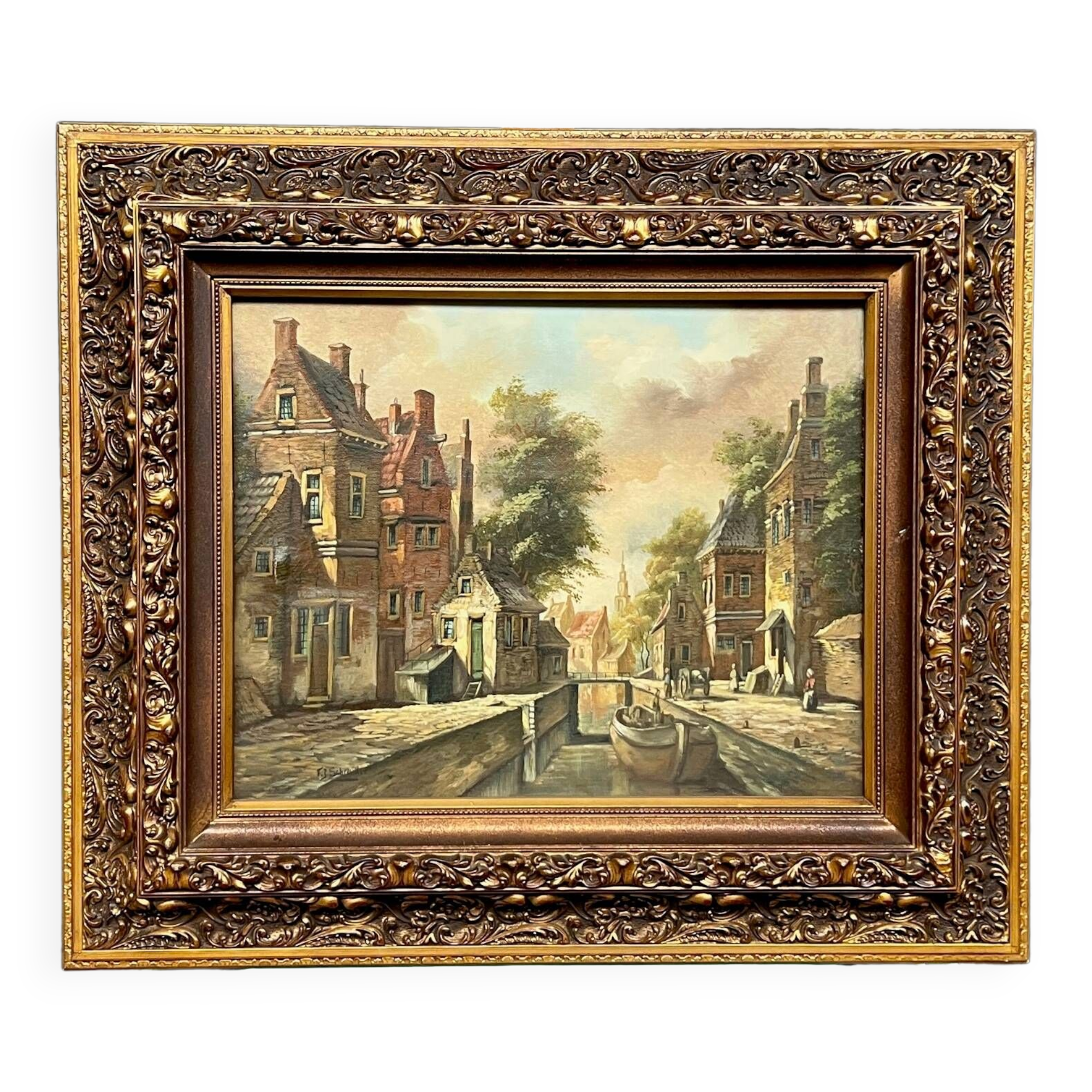 Paysage urbain. Huile sur toile.