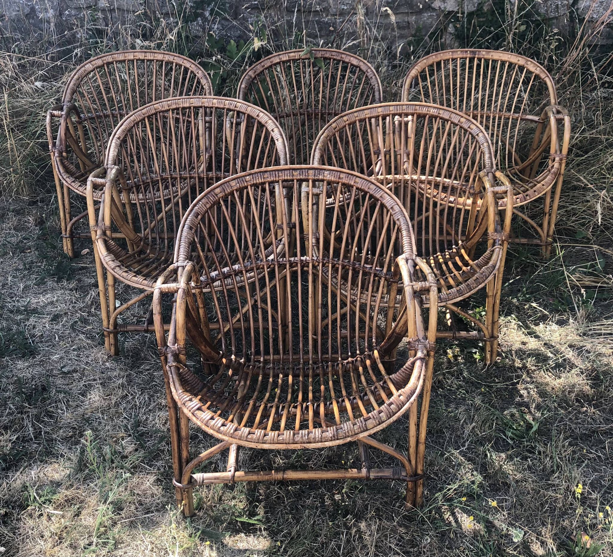 Vintage 1960s bamboo rattan chairs