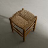 French Mid Century "N17" Wooden Rattan Straw by Charlotte Perriand, 1950s