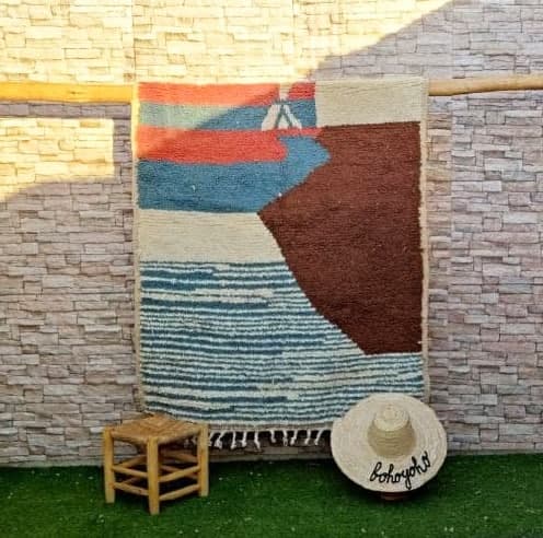 Tapis berbère marocain azilal coloré 225 x 125cm