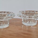 Pair of glass candle holders