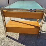 Vintage design double sided chrome glass desk in hetre
