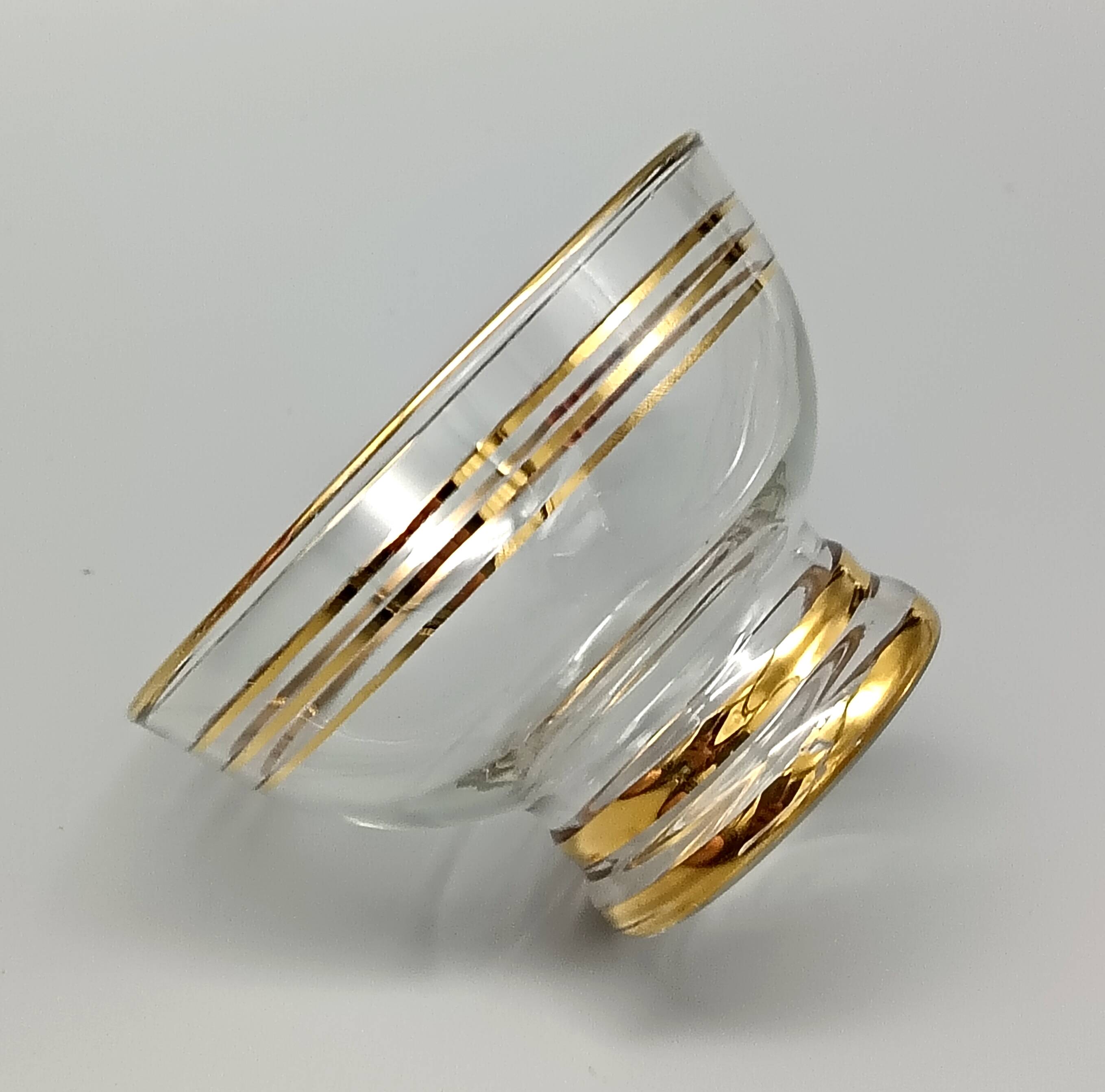 6 champagne coupes, vintage dessert cups from the 50s with gold trim