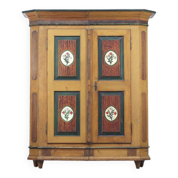 Rustic Farmhouse Folk Art Painted Bridal Cabinet