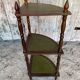 Étagère Meuble D’Angle Ancien Bois + Tablette Verte Vintage