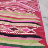Handmade pink kilim rug in pure wool - 220x100cm
