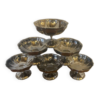 Set of 6 stainless steel ice cream bowls, made in france, vintage