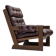 1970s, Scandinavian highback armchair, brown furniture leather, dark beech.