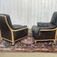 Pair of leather and beech armchairs from the 1970s.