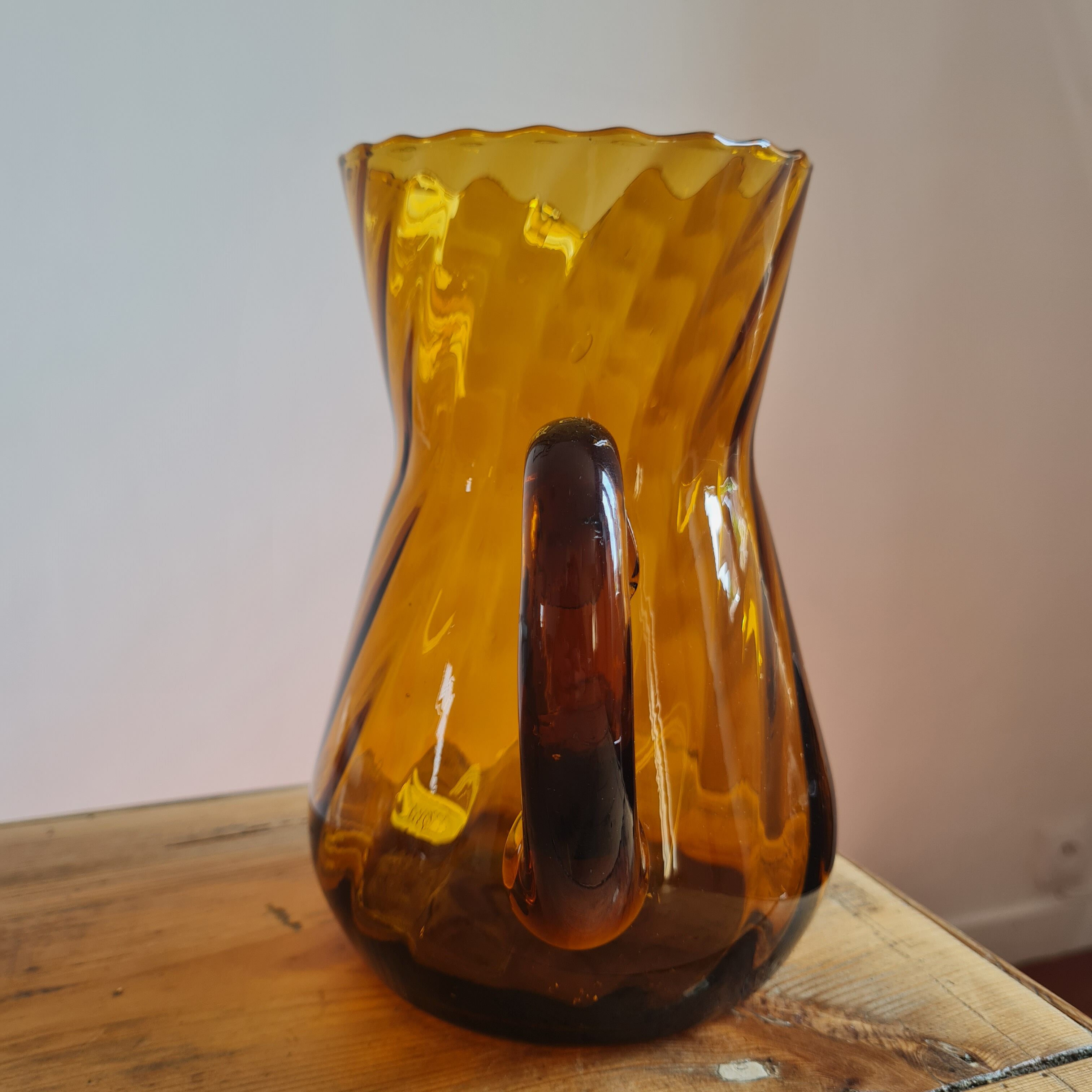 Amber blown glass decanter