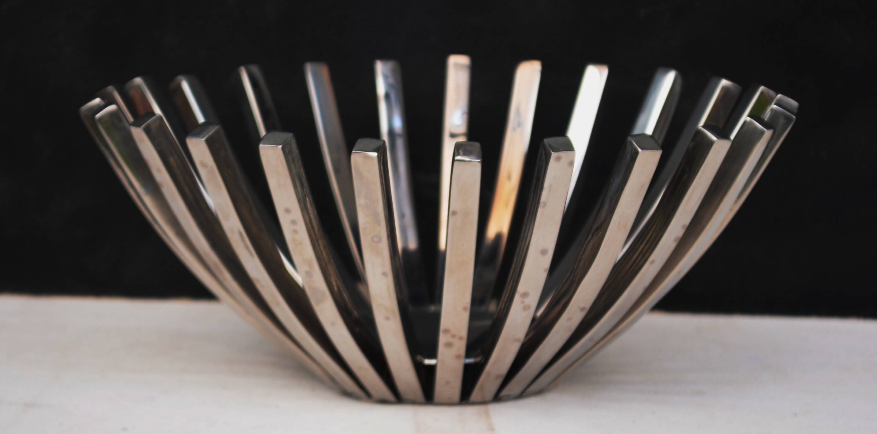 Mid Century Modernist Chrome Basket Centerpiece Bowl