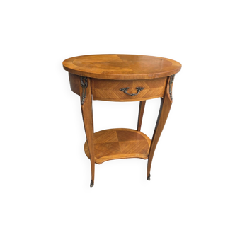 Louis XV style bedside table in cherry wood marquetry