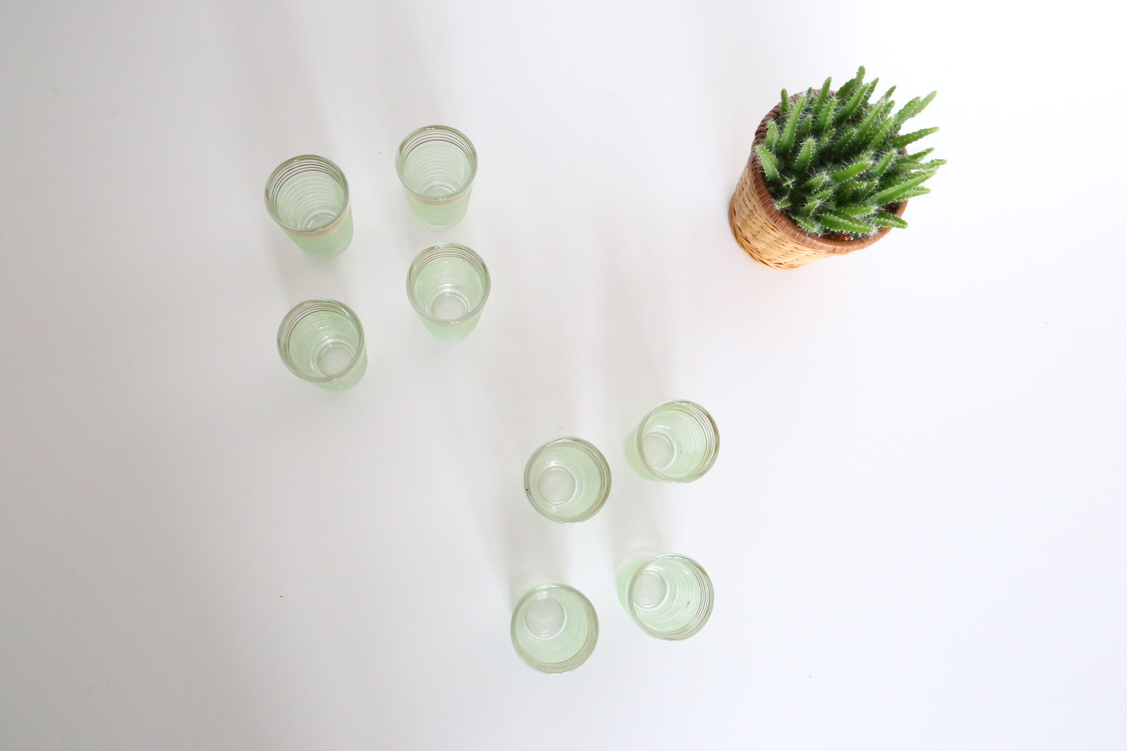 Liquor glasses, 8 glasses, art deco