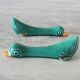 12 Old Duck Knife Holders in Green Ceramic