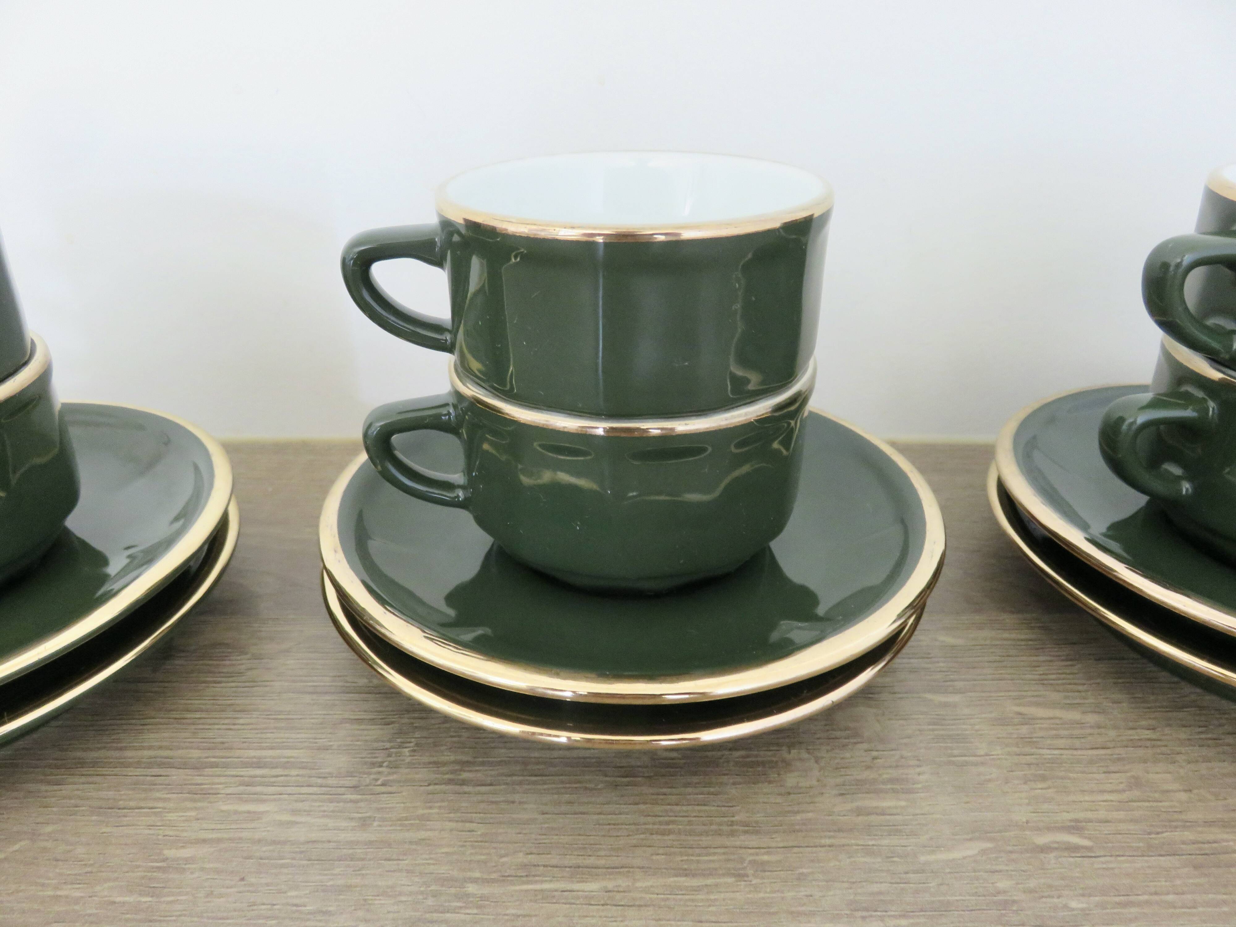 Apilco, set of 2 cups and saucers, Parisian bistros