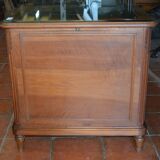 Walnut desk with zippers on the side