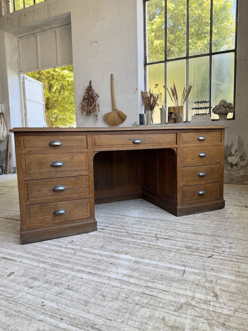 1950s oak office counter