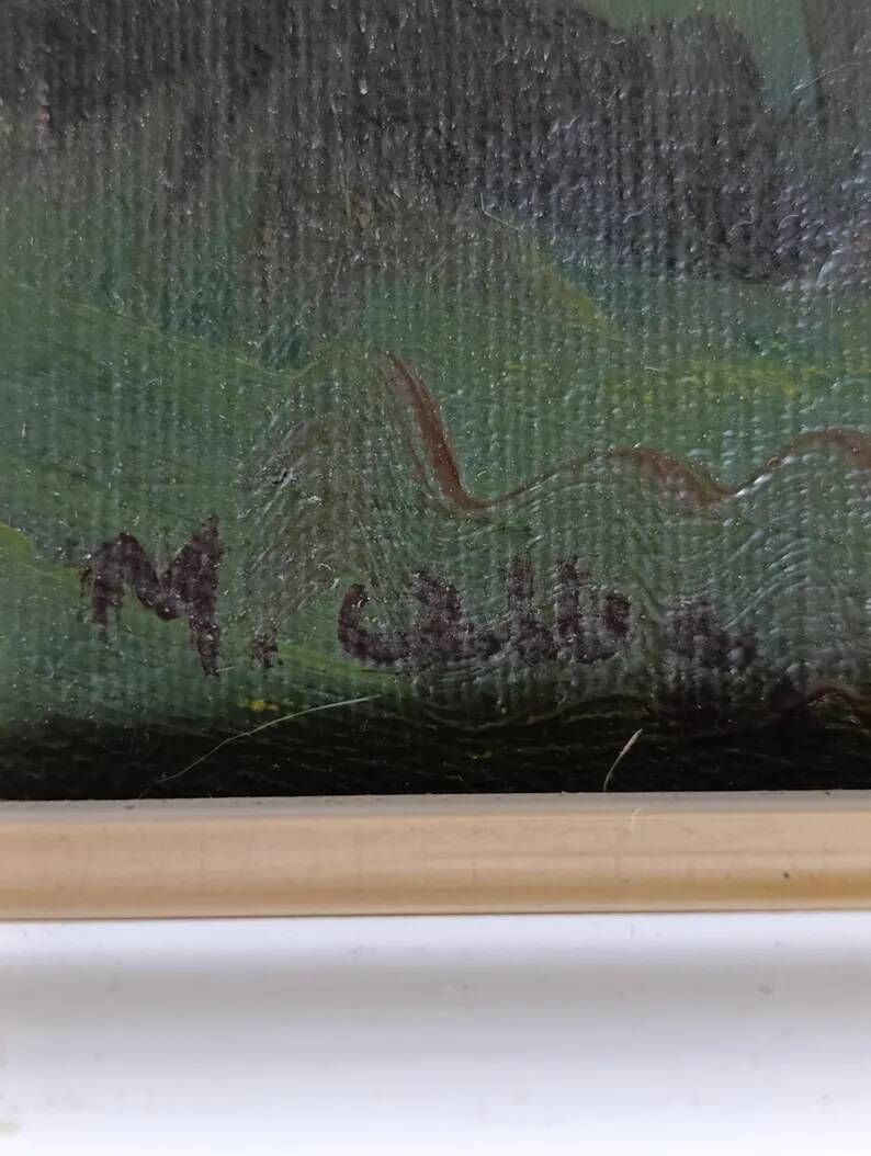 Original 1931 French landscape oil painting by M. Alba